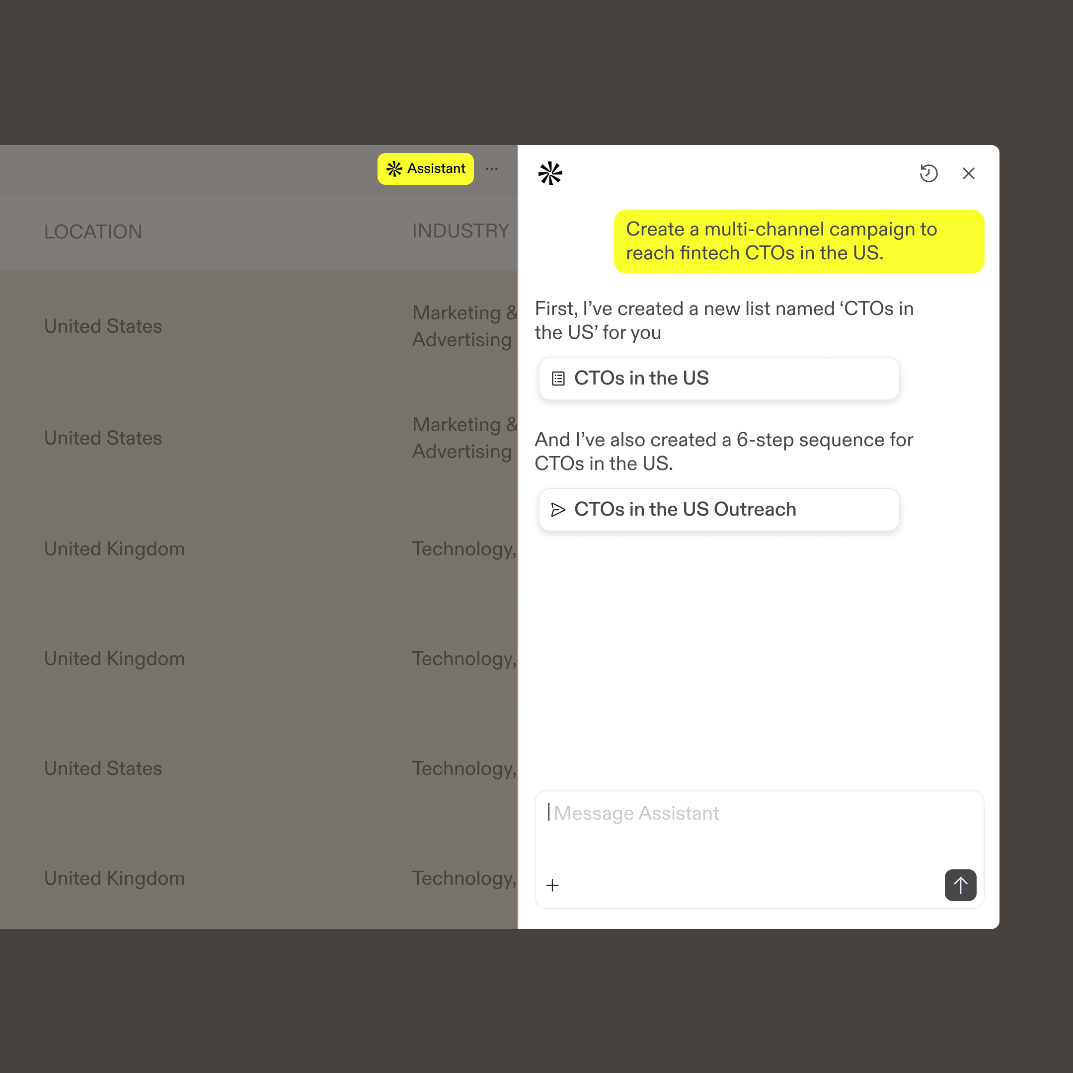 Apollo.io outbound prospecting interface showing contact database filters and sequence automation