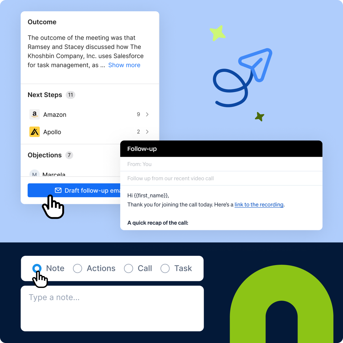 Conversation follow-up automation workflow interface